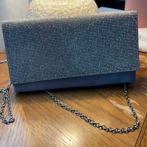 Silk and rhinestone evening clutch.